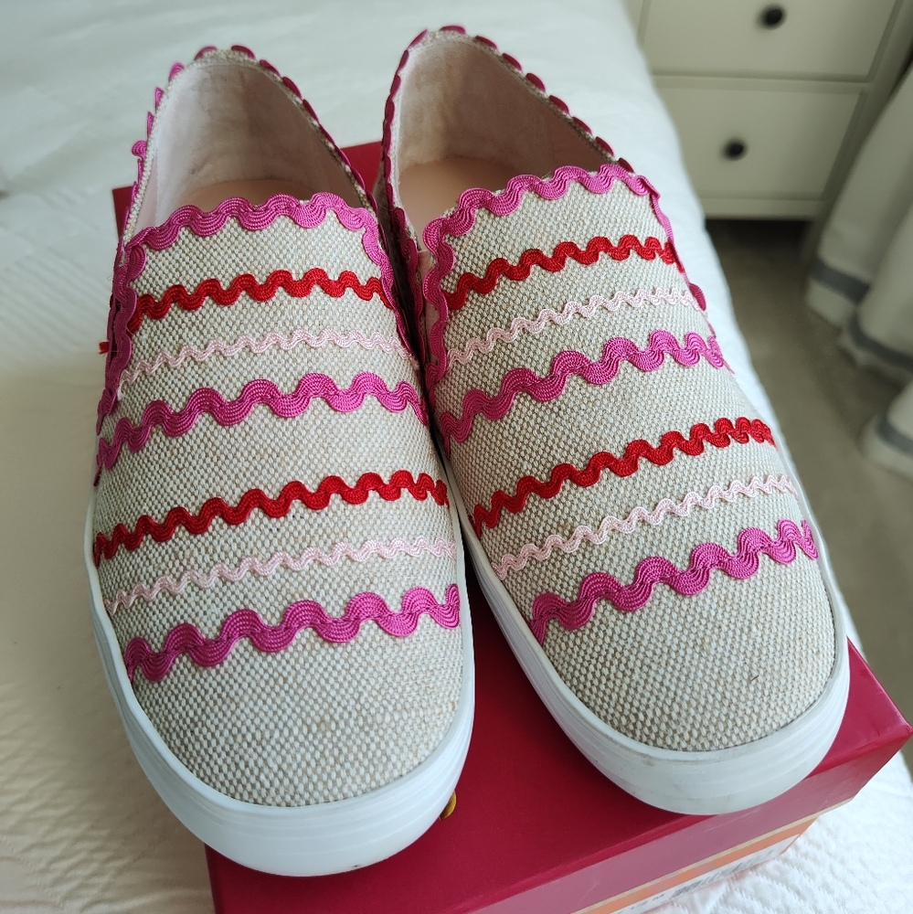 Kate Spade Senza Slip On Sneakers Natural Canvas Size 7.5